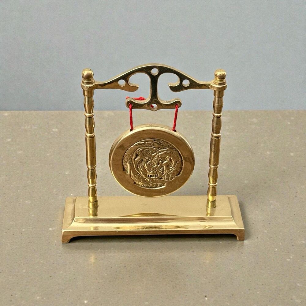 Vintage Brass Chinese Dragon Table Gong | 1970’s| No Striker